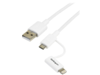 StarTech.com 1m (3ft) Apple Lightning or Micro USB to USB Cable for iPhone / iPod / iPad