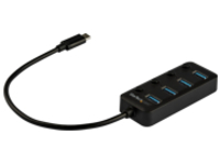 StarTech.com 4 Port USB C Hub, USB-C to 4x USB 3.0 Type-A Ports with Individual On/Off Port Switches, SuperSpeed 5Gbps USB 3.1/3.2 Gen 1, USB Bus Powered, Portable, 10&quot; Attached Cable