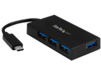 StarTech.com 4 Port USB C Hub with 4x USB-A Ports USB 3.0 (USB 3.1/3.2 Gen 1 SuperSpeed 5Gbps), USB Bus or Self Power, Portable USB Type-C to USB-A BC 1.2 Charging Hub w/Power Adapter