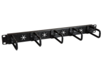 StarTech.com 1U 19" Cable Management Organizer, D Ring Hook Network/Server Rack Cord Manager, Data Center Horizontal Wire Panel with Passthrough Holes with Mounting Hardware, EIA/ECA-310-E