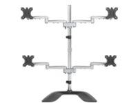 StarTech.com Desktop Quad Monitor Stand, Ergonomic VESA 4 Monitor Arm (2x2) up to 32&quot;, Free Standing Articulating Universal Pole Mount, Height Adjustable/Tilt/Swivel/Rotate, Silver