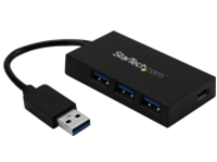StarTech.com 4 Port USB 3.0 Hub, USB Type-A Hub with 1x USB-C &amp; 3x USB-A (SuperSpeed 5Gbps), USB Bus or Self-Powered, Portable USB 3.1/USB 3.2 Gen 1 BC 1.2 Charging Hub w/ Power Adapter