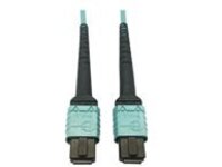Eaton Tripp Lite Series 400G Multimode 50/125 OM4 Plenum-Rated Fiber Optic Cable, 24F MTP/MPO-PC (F/F), Aqua, 3 m