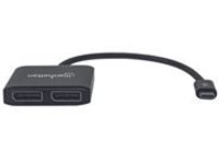 Manhattan USB-C to Dual DisplayPort 1.2 Adapter Cable, 4K@30Hz, 19.5cm, Male to Females, USB-C to 2x DisplayPorts, MST Hub, Mirror, Black, Three Year Warranty, Blister