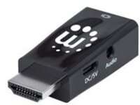 Manhattan HDMI to VGA (with Audio) Converter, 1080p, Male to Female, Micro-USB Power Input Port for additional power if needed, Black, Three Year Warranty, Polybag