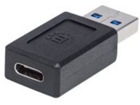 Manhattan USB-C to USB-A Adapter, Female to Male, 10 Gbps (USB 3.2 Gen2 aka USB 3.1), SuperSpeed+ USB, Black, Lifetime Warranty, Polybag