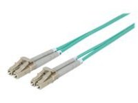 Intellinet Fibre Optic Patch Cable, OM3, LC/LC, 2m, Aqua, Duplex, Multimode, 50/125 Âµm, LSZH, Fiber, Lifetime Warranty, Polybag