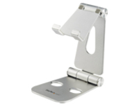 StarTech.com Phone and Tablet Stand, Foldable Universal Mobile Device Holder for Smartphones & Tablets Adjustable Multi-Angle Ergonomic Cell Phone Stand for Desk Portable, 4in to 13in