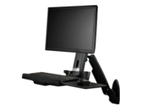 StarTech.com Wall Mount Workstation, Articulating Full Motion Standing Desk with Ergonomic Height Adjustable Monitor &amp; Keyboard Tray Arm, Mouse &amp; Scanner Holders, For Single VESA Display