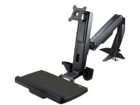 StarTech.com Sit Stand Monitor Arm, Desk Mount Adjustable Sit-Stand Workstation Arm for Single 34&quot; VESA Mount Display, Ergonomic Articulating Standing Desk Converter with Keyboard Tray