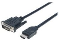 Manhattan HDMI to DVI-D 24+1 Cable, 5m, Male to Male, Dual Link, Compatible with DVD-D, Black, Lifetime Warranty, Polybag