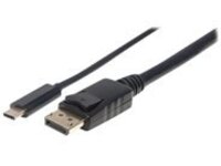 Manhattan USB-C to DisplayPort Cable, 4K, 1m, Male to Male, 3840x2160@60Hz; 4K Ultra HD Video Aspect Ratio 21:9, Black, Polybag