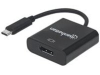 Manhattan USB-C to DisplayPort 1.2 Cable, 4K@30Hz, 21cm, Male to Female, Black, Lifetime Warranty, Blister