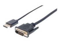 Manhattan DisplayPort 1.2a to DVI-D 24&#x2B;1 Cable, 3m, Male to Male, Passive, supports HD (720p,1080i and 1080p@60Hz), enhanced (480p) and standard (NTSC or PAL), Compatible with DVD-D, Black, Three Year Warranty, Polybag