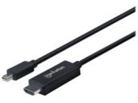 Manhattan Mini DisplayPort 1.2 to HDMI Cable, 4K@60Hz, 1.8m, Male to Male, Black, Three Year Warranty, Polybag