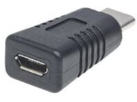 Manhattan USB-C to Micro-USB Adapter, Male to Female, 5 Gbps (USB 3.2 Gen1 aka USB 3.0), SuperSpeed USB, Black, Lifetime Warranty, Polybag