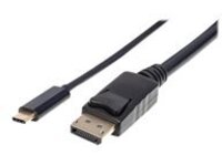 Manhattan USB-C to DisplayPort Cable, 4K, 2m, Male to Male, 3840x2160@60Hz; 4K Ultra HD Video Aspect Ratio 21:9, Black, Polybag