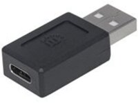 Manhattan USB-C to USB-A Adapter, Female to Male, 480 Mbps (USB 2.0), Hi-Speed USB, Black, Lifetime Warranty, Polybag