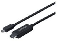 Manhattan Mini DisplayPort 1.2 to HDMI Cable, 4K@60Hz, 3m, Male to Male, Black, Three Year Warranty, Polybag
