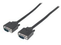 Manhattan SVGA Monitor Cable, HD15, 3m, Male to Male, Compatible with VGA, Fully Shielded, Black, Lifetime Warranty, Polybag