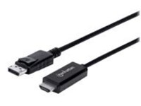 Manhattan DisplayPort 1.2 to HDMI Cable, 4K@60Hz, 3m, Male to Male, DP With Latch, Black, Not Bi-Directional, Three Year Warranty, Polybag