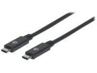 Manhattan USB-C to USB-C Cable, 1m, Male to Male, 10 Gbps (USB 3.2 Gen2 aka USB 3.1), 5A (super fast charging), Black, Lifetime Warranty, Polybag