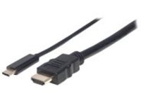 Manhattan USB-C to HDMI Cable, 4K, 1m, Male to Male, 3840x2160@60Hz; 4K Ultra HD Video Aspect Ratio 21:9, Black, Polybag