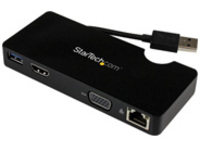 StarTech.com USB 3.0 to HDMI or VGA Adapter Dock - USB 3.0 Mini Docking Station w/ USB, GbE Ports - Portable Universal …