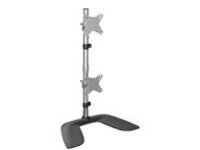 Startech Vertical Dual Monitor Stand, Ergonomic Desktop Stacked Two Monitor Stand up to 27 inch VESA Mount Displays, Free Standing Universal Monitor Mount, Height Adjustable, Silver