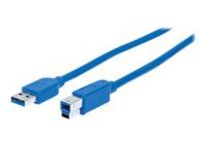 Manhattan USB-A to USB-B Cable, 0.5m, Male to Male, 5 Gbps (USB 3.2 Gen1 aka USB 3.0), SuperSpeed USB, Blue, Lifetime Warranty, Polybag