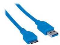 Manhattan USB-A to Micro-USB Cable, 2m, Male to Male, Blue, 5 Gbps (USB 3.2 Gen1 aka USB 3.0), SuperSpeed USB, Lifetime Warranty, Polybag