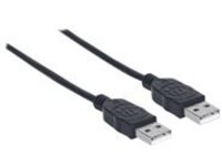 Manhattan USB-A to USB-A Cable, 1m, Male to Male, 480 Mbps (USB 2.0), Hi-Speed USB, Black, Lifetime Warranty, Polybag