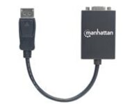 Manhattan DisplayPort to VGA HD15 Converter Cable, 15cm, Male to Female, Active, DP With Latch, Black, Lifetime Warranty, Polybag