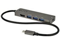 StarTech.com USB C Multiport Adapter, USB-C to HDMI 2.0b 4K 60Hz (HDR10), 100W Power Delivery Pass-Through, 4-Port 5Gbps USB 3.0 Hub, USB Type-C Mini Dock, with 12&quot; (30cm) Attached Cable
