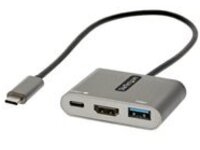 Startech USB C Multiport Adapter, USB-C to HDMI 4K Video, 100W Power Delivery Passthrough Charging, 2-Port USB 3.0 Hub 5Gbps (1xType-C/1xA), USB-C Mini Dock, USB-C Travel Dock
