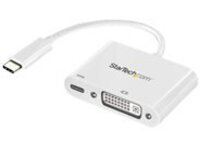 StarTech.com USB C to DVI Adapter with Power Delivery, 1080p USB Type-C to DVI-D Single Link Video Display Converter with Charging, 60W PD Pass-Through, Thunderbolt 3 Compatible, White