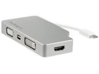 StarTech.com USB C Multiport Video Adapter with HDMI, VGA, Mini DisplayPort or DVI, USB Type C Monitor Adapter to HDMI 1.4 or mDP 1.2 (4K), VGA or DVI (1080p), Silver Aluminum Adapter