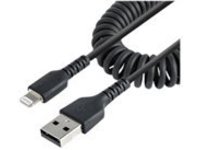 StarTech.com 50cm (20in) USB to Lightning Cable, MFi Certified, Coiled iPhone Charger Cable, Black, Durable and Flexible TPE Jacket Aramid Fiber, Heavy Duty Coil Charging Cable