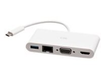 C2G USB C to HDMI, VGA, USB A &amp; RJ45 Adapter
