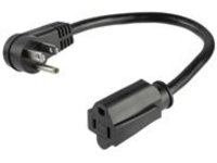 StarTech.com 1ft (0.3m) Power Extension Cord, Right Angle NEMA 5-15P to NEMA 5-15R, 13A 125V, 16AWG, Black Computer Power Extension Cord, AC Outlet Extension Cable