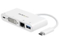StarTech.com USB C Multiport Adapter, USB-C to DVI-D (Digital) Video Adapter with 60W Power Delivery Passthrough Charging, GbE, USB-A, Portable USB Type-C/Thunderbolt 3 Mini Laptop Dock