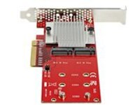 StarTech.com Dual M.2 PCIe SSD Adapter Card, x8 / x16 Dual NVMe or AHCI M.2 SSD to PCI Express 3.0, M.2 NGFF PCIe (M-Key) Compatible, Vented, Supports 2242, 2260, 2280, JBOD, Mac &amp; PC