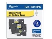 12mm Black on Yellow Tape 2 Pk