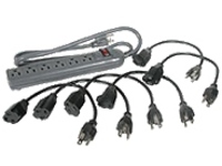 C2G 6-Outlet Surge Suppressor with (6) 1ft Outlet Saver Power Extension Cords