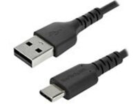 StarTech.com 2m USB A to USB C Charging Cable, Durable Fast Charge &amp; Sync USB 2.0 to USB Type C Data Cord, Rugged TPE Jacket Aramid Fiber M/M 60W Black, Samsung S10, S20, iPad Pro, Pixel
