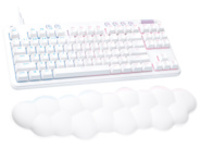 Logitech G713 Wired Gaming Keyboard, Linear Switches (GX Red), and Keyboard Palm Rest, White Mist