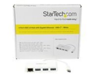 StarTech.com 3 Port USB C Hub w/ Gigabit Ethernet &#x2013; USB Type C to 3 x USB-A &#x2013; Multi Port USB 3.0 Hub for MacBook Pro (HB30C3A1GEA)