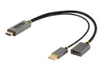 StarTech.com 1ft (30cm) HDMI to DisplayPort Adapter, Active 4K 60Hz HDMI Source to DP Monitor Adapter Cable, USB Bus Powered, HDMI 2.0 to DisplayPort Converter for Laptops/PC