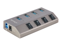 StarTech.com 4-Port Self-Powered USB-C Hub with Individual On/Off Switches, USB 3.0 5Gbps Expansion Hub w/Power Supply, Desktop/Laptop USB-C to USB-A Hub, 4x BC 1.2 (1.5A), USB Type C Hub