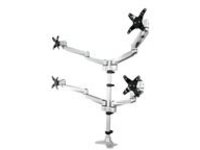 StarTech.com Desk Mount Quad Monitor Arm, Premium Articulating VESA 4 Monitor Mount 2x2 up to 27&quot;, Ergonomic Height Adjustable Pole Mount, Tilt/Swivel/Rotate, C-Clamp/Grommet, Silver